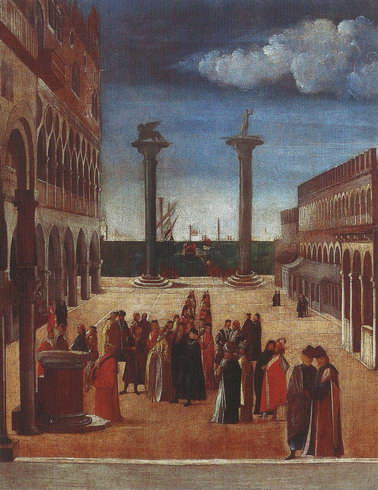 «Прибытие в Венецию герцога Феррары Эрколе д'Эсте и сына Альфонсо» Ладзаро Бастиани, 1487 год