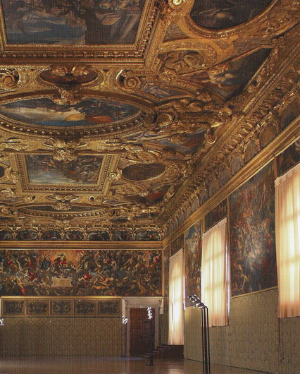 Интерьер Зала Голосований во Дворце Дожей в Венеции