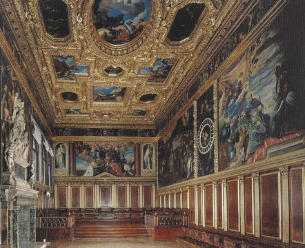 Интерьер Зала Коллегии Дворца Дожей в Венеции