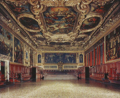 Интерьер Зала Сената Дворца Дожей в Венеции