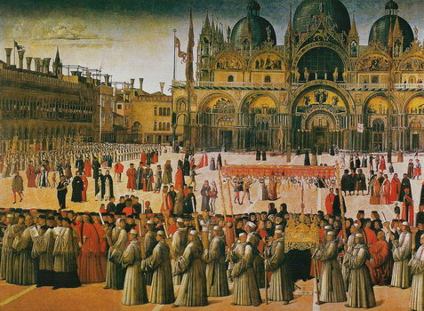 «Процессия реликвии Святого Креста на площади Сан-Марко» Джентиле Беллини, галерея Академии.