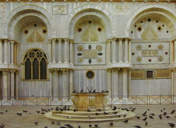 Мраморные инкрустации в украшении северного фасада собора Сан-Марко
