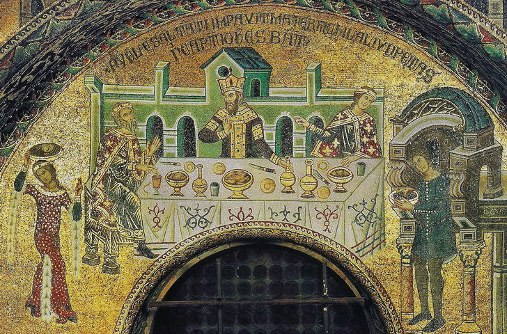 Мозаика «Танец Саломеи и мученичество Иоанна Крестителя» на люнете выхода из баптистерия собора