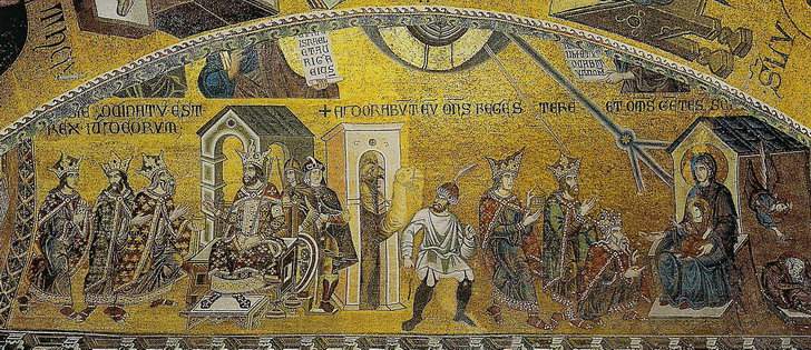 Мозаика «Волхвы, отправляющиеся в Вифлием» на сводах баптистерия собора Сан-Марко