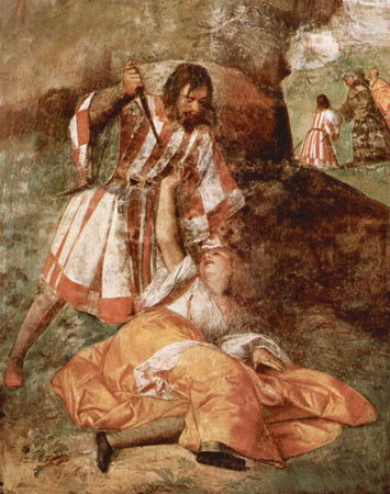 Фреска Тициана «Ревнивый муж бьет жену» в Сколетте Сан-Антонио