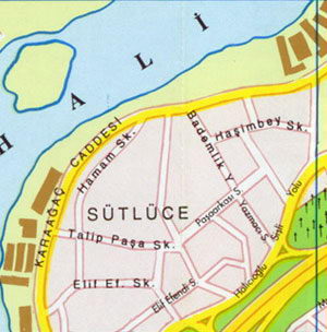 Карта Стамбула - Верховья Золотого Рога, Сютлюдже, Каитхане, Халыджыоглу, Хаскёй