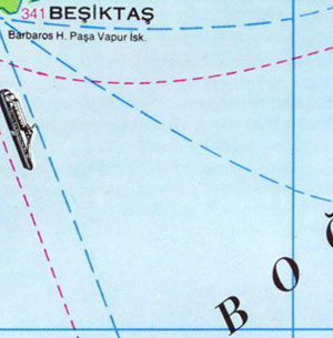 Карта Стамбула - Йылдыз, Чираган, Бешикташ, Ортакёй, пролив Босфор