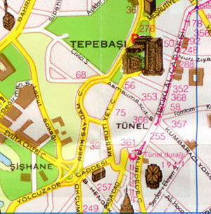 Карта Стамбула - Бейоглу, Тепебаши, Галатасарай, Таксим, Джихангир, Фындыклы, Шишхане, Галата