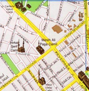 Карта Стамбула - Байрампаша, Фатих, Чапа, Фындыкзаде