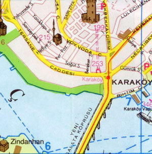 Карта Стамбула - Касымпаша, Тепебаши, Шишхане, Галата, Каракёй, Кючюкпазар