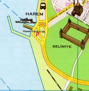 Карта Стамбула - пролив Босфор, азиатский берег Стамбула, Харем, Хайдарпаша