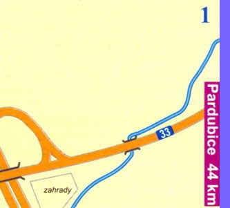 Карта Кутна Гора - Северо-восточные предместья города Кутна Гора, предместье Малин