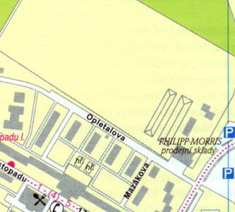 Карта Кутна Гора - Северные окраины города Кутна Гора, улица Оплеталова, улица Яна Палаха