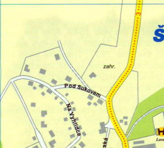 Карта Кутна Гора - Район Хлоушка, улицы Чешска и Лорецка, автобусная станция Кутна Гора
