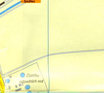 Карта Кутна Гора - Восточные районы города Кутна Гора, речка Вырхлице