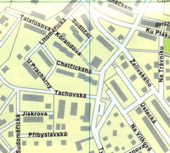 Карта Кутна Гора - Район Жижков, улица Куржимская