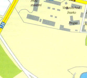 Карта Кутна Гора - Юго-восточные окраины города Кутна Гора, предместье Карлов