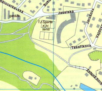 Карта Кутна Гора - Южные окраины города Кутна Гора, улица Таборска