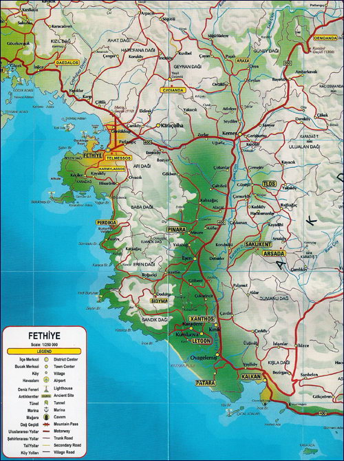 Карта окрестностей Фетхие
