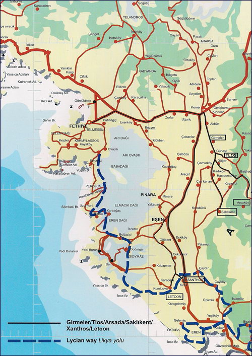 Карта экскурсии из Фетхие