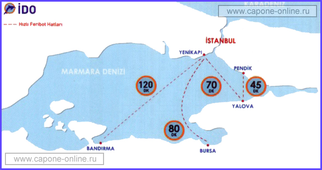 Карта морских автобусов в Стамбуле