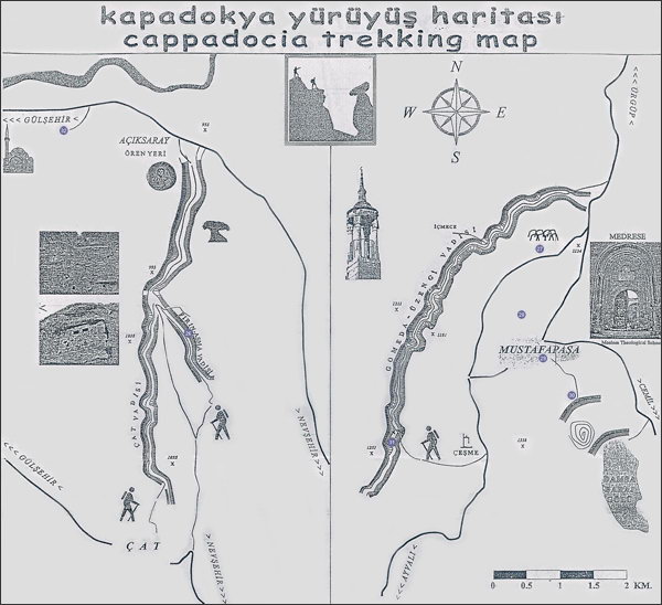 Карта треккинговых маршрутов по Каппадокии