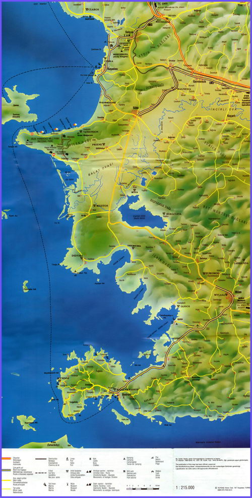 Карта побережья Кушадасы, Дидим, Бодрум