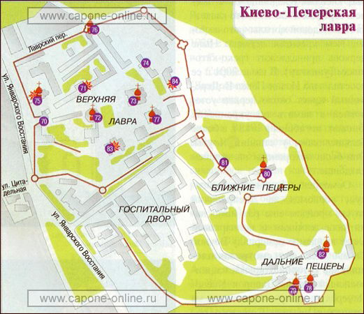 Карта достопримечательности Киева в Лавре