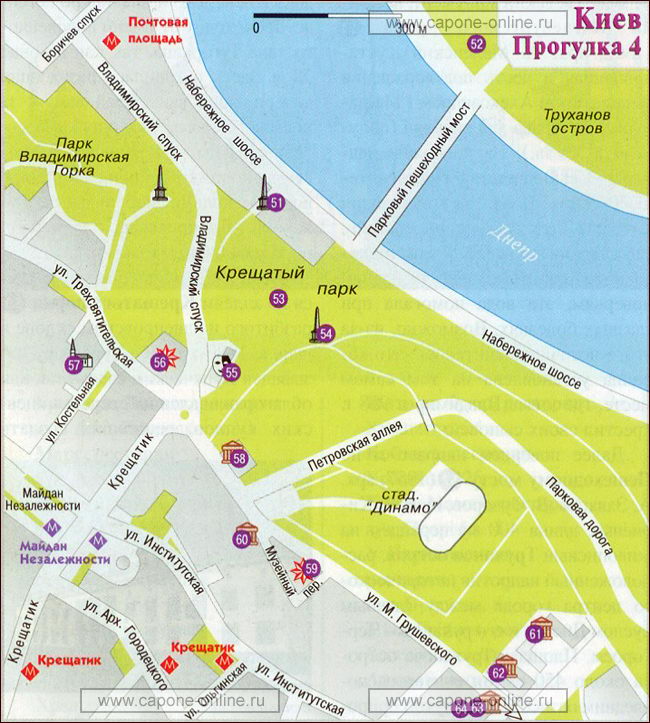 Карта достопримечательности Киева в Липках