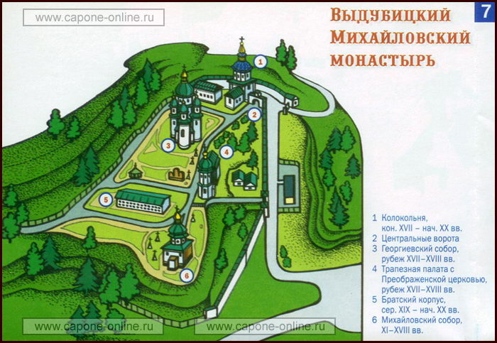 Карта Выдубицкий монастырь в Киеве