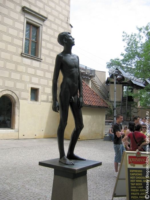 Статуя голого мальчика в садике перед Бургграфством